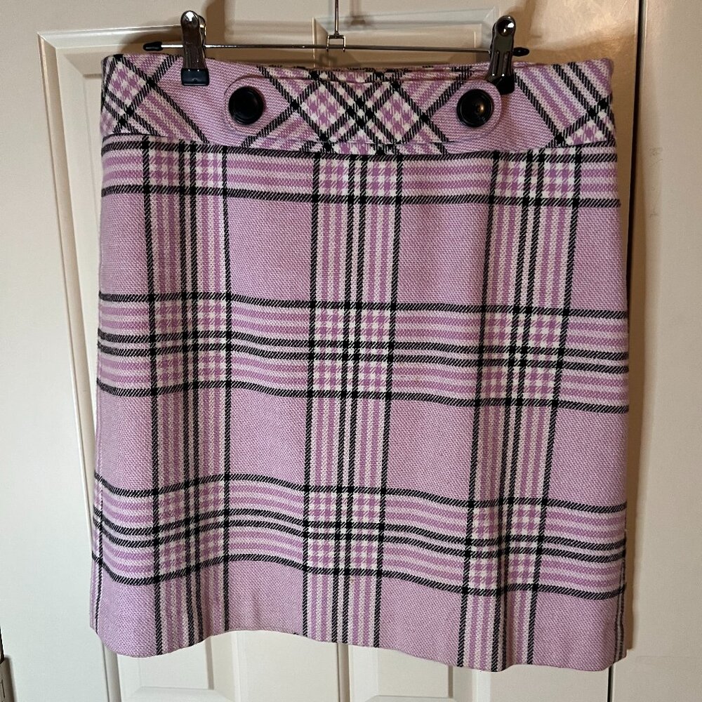 Ann Taylor Pink/Blk/White Twill Skirt Size 10